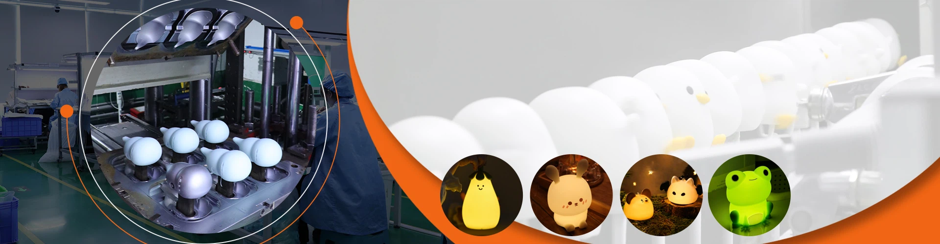 Colección de luces nocturnas de silicona: estilos de lámparas de frutas/animales directos de fábrica