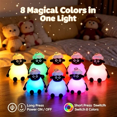 Luz nocturna colgante de silicona con forma de oveja|Linda lámpara LED colgante de animales para decoración de habitaciones y guarderías para niños